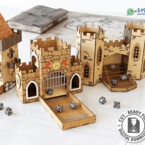 Castillo Lanzadados y Organizador de Dados en Madera para Corte Láser