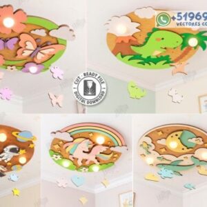 Lámparas y Colgantes Infantiles para Techo – Pack Fantasía Multicapa para Corte Láser