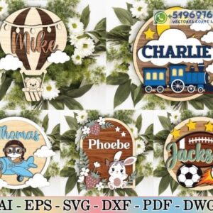 Cuadros Infantiles Personalizados con Nombre – Pack Decorativo Multicapa para Corte Láser