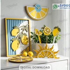 Decoraciones de Limones en 3D – Pack Fresco y Moderno para Corte Láser