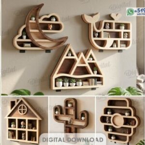Estanterías Decorativas Infantiles y Temáticas en Madera – Pack de Vectores para Corte Láser
