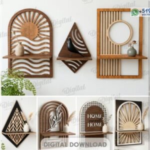 Paquete de Estantes Decorativos 3D en Madera para Corte Láser
