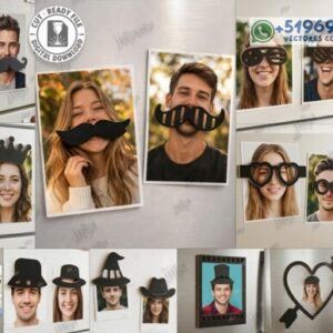 Accesorios divertidos para fotos tipo imán en corte láser