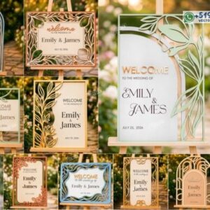 Letreros de Bienvenida para Bodas en Madera para Corte Láser