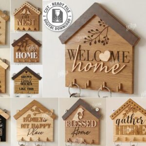 Letreros y Llaveros Decorativos de Casitas para Corte Láser
