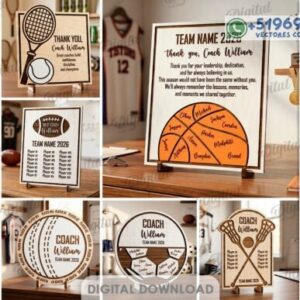 Placas de Reconocimiento Deportivo para Entrenadores – Pack Personalizable para Corte Láser