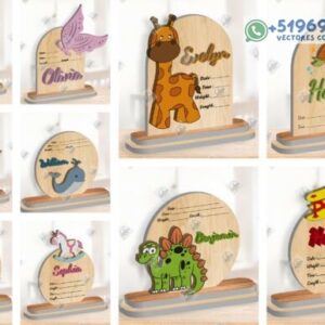 Letreros de Nacimiento para Bebés – Pack Personalizable para Corte Láser
