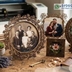 Marcos Fotográficos Florales Vintage – Pack Elegante para Corte Láser
