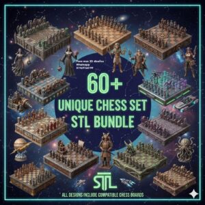 Mega Bundle de Ajedrez STL – Más de 60 Tableros y Piezas Únicas para Impresión 3D