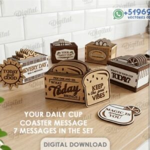 Posavasos Motivacionales con Mensajes Diarios – Pack Inspirador para Corte Láser