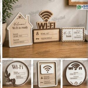 Señales Wi‑Fi 3D en Madera para Corte Láser