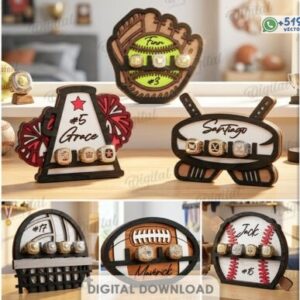 Soportes para Anillos Deportivos en Madera para Corte Láser