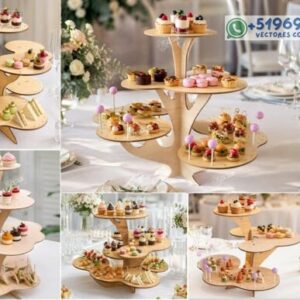 Soporte para Cupcakes en Forma de Árbol – Pack Elegante para Eventos y Corte Láser