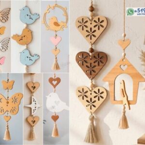 Adornos Colgantes Decorativos en Madera para Corte Láser