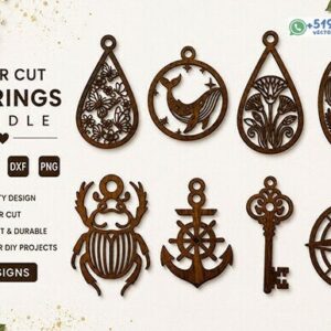 Pack de Aretes Decorativos en Madera para Corte Láser
