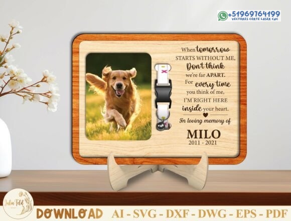 Placa Memorial para Mascotas en Madera para Corte Láser - Imagen 2