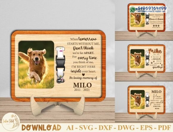 Placa Memorial para Mascotas en Madera para Corte Láser