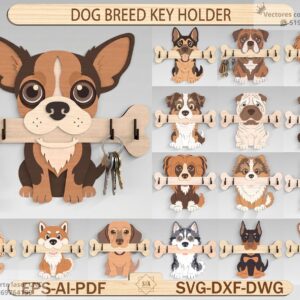 Porta Llaves de Perritos Multicapas para Corte Láser