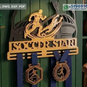 Soporte para Medallas de Fútbol – Pack Deportivo Multicapa para Corte Láser