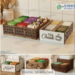 Organizador de Té en Madera – Pack Elegante de Cajas para Infusiones