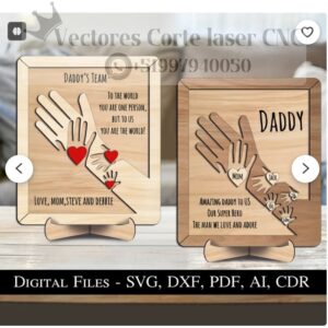 Marco Decorativo Día del Padre con Manos Familiares Personalizadas
