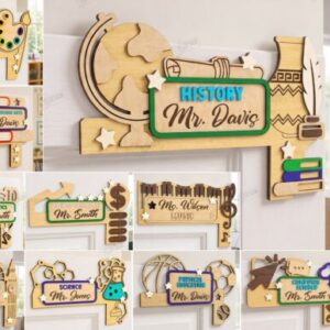 Letreros Personalizados para Docentes y Aulas por Materia para Corte Láser