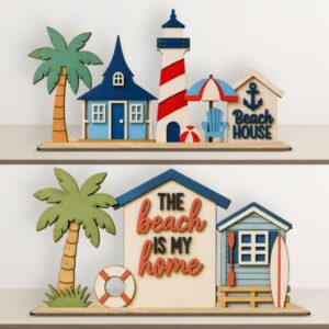 Adorno de 2 Casas de Playa en Madera para Corte Láser