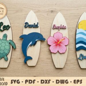 Adorno de tabla de surf con nombres personalizados