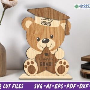 Oso Graduado Class of 2026 para Corte Láser