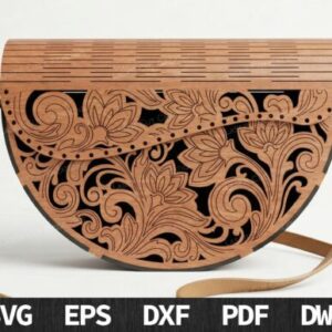 Bolso Cartera de Madera Floral para Corte Láser