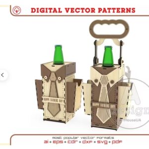 Caja Porta Botella para Día del Padre con Diseño de Corbata