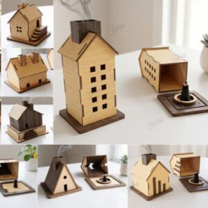 Pack de casitas porta incienso para corte láser