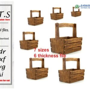 Canastas de Madera Decorativas con Asa en Múltiples Tamaños para Corte Láser
