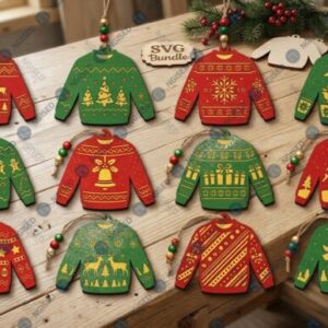 Adornos Navideños colgante en Forma de Suéter para Corte Láser