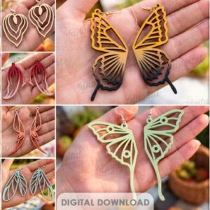 Pack de Aretes Decorativos para Corte Láser en Estilo Boho y Mariposa