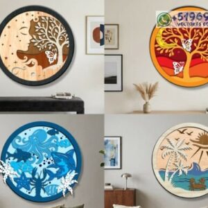 Cuadros Redondos Multicapa Decorativos para Pared en Corte Láser