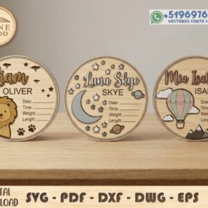 Placas Redondas de Nacimiento Personalizadas para Corte Láser