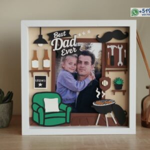 Marco Portafoto “Best Dad Ever” para Papá en Corte Láser