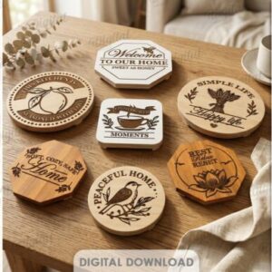 Juego de Bandejas Elevadoras Decorativas en Madera para Corte Láser
