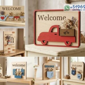 Placas Miniatura de Bienvenida para Corte Láser