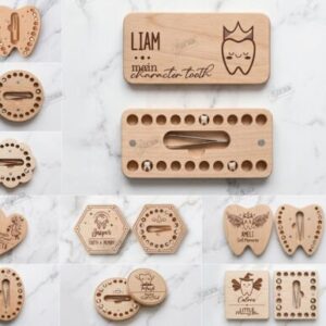 Caja organizadora de dientes de leche personalizada para corte láser