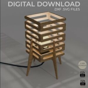 Lámpara geométrica de mesa en madera 4mm para corte láser