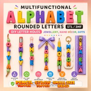Letras Redondeadas Multifuncionales del Alfabeto STL para Llaveros, Decoración y Regalos Personalizados