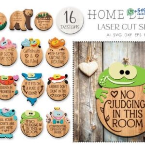 Pack de Letreros Decorativos para Hogar – 16 Diseños Home Laser Cut Signs
