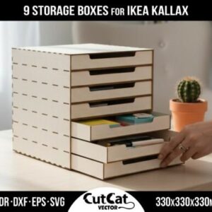 Organizador con 9 Cajones para Ikea Kallax en Corte Láser