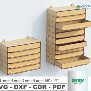 Organizador modular de pared con cajones deslizables – Archivo vectorial multiformato