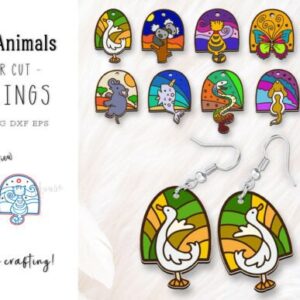 Pack de Aretes Boho con Animales en Vector para Corte y Manualidades