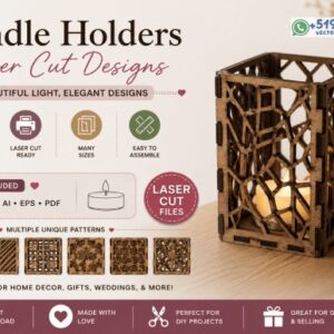 Pack de Portavelas Decorativos con Patrones Geométricos para Corte Láser