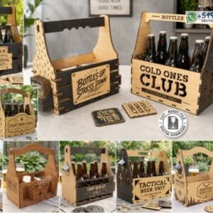 Porta Botellas de Cerveza en MDF 6 mm para el dia del padre Corte Láser