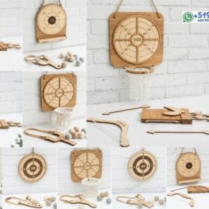 Pack de juegos de puntería y lanzamiento en MDF – 10 diseños vectoriales interactivos